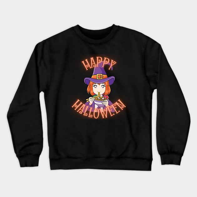 Happy Halloween from a Witch with Ramen Crewneck Sweatshirt by CasualKreations